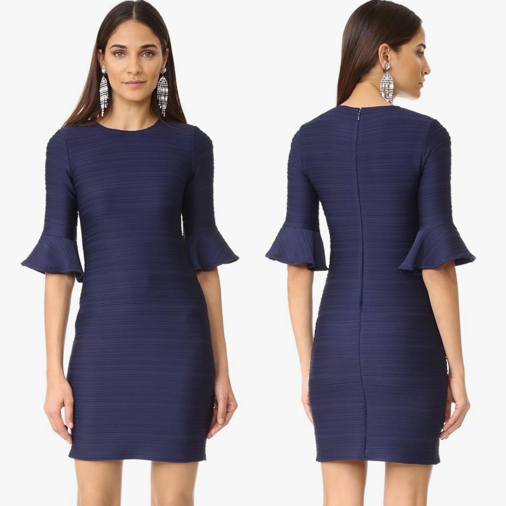 Shoshanna Bluxome Dress Navy Blue Flare Sleeve Womens Size‎ 6 Style 2378683 Mini